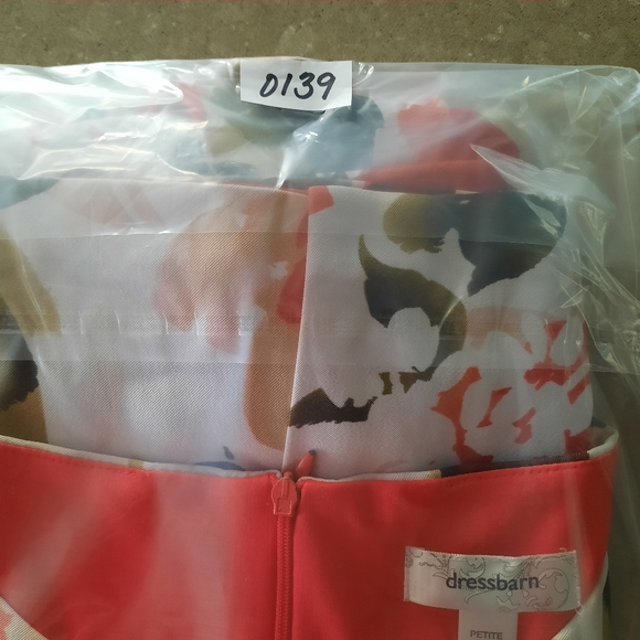 Dress Barn Orange Floral Dress Sz 16P Layered Back Split Stretch Easter - Picture 16 of 16